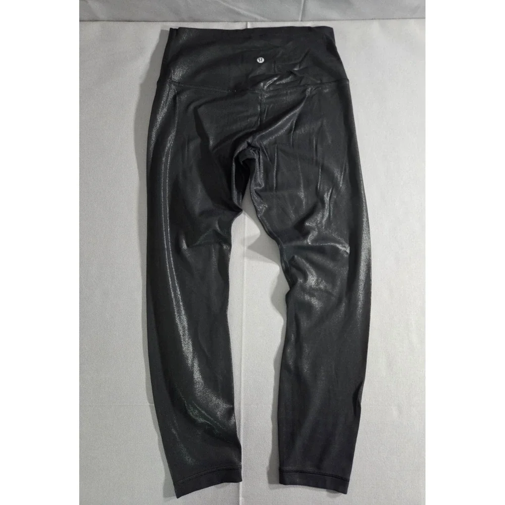 Lululemon Leggings Womens 8 Black Shinny Shimmer Align High Rise Shine Pants